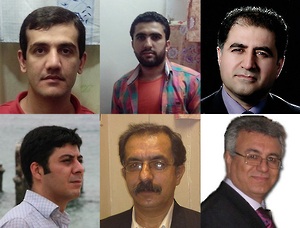 Clockwise from top left: Loghman Moradian, Zaniar Moradian, Kourosh Ziari, Saeed Rezaei, Mohammad Ali (Pirouz) Mansouri, Masoud Bastani. © Private
